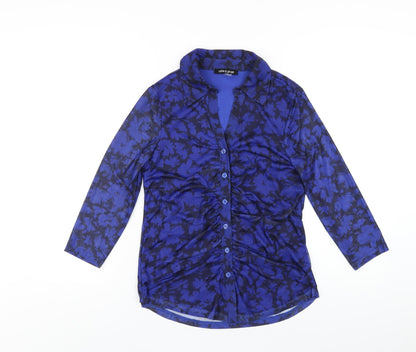 Womens UK Size XS Cable & Gauge Blue Basic Button-Up