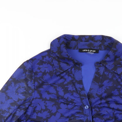 Womens UK Size XS Cable & Gauge Blue Basic Button-Up