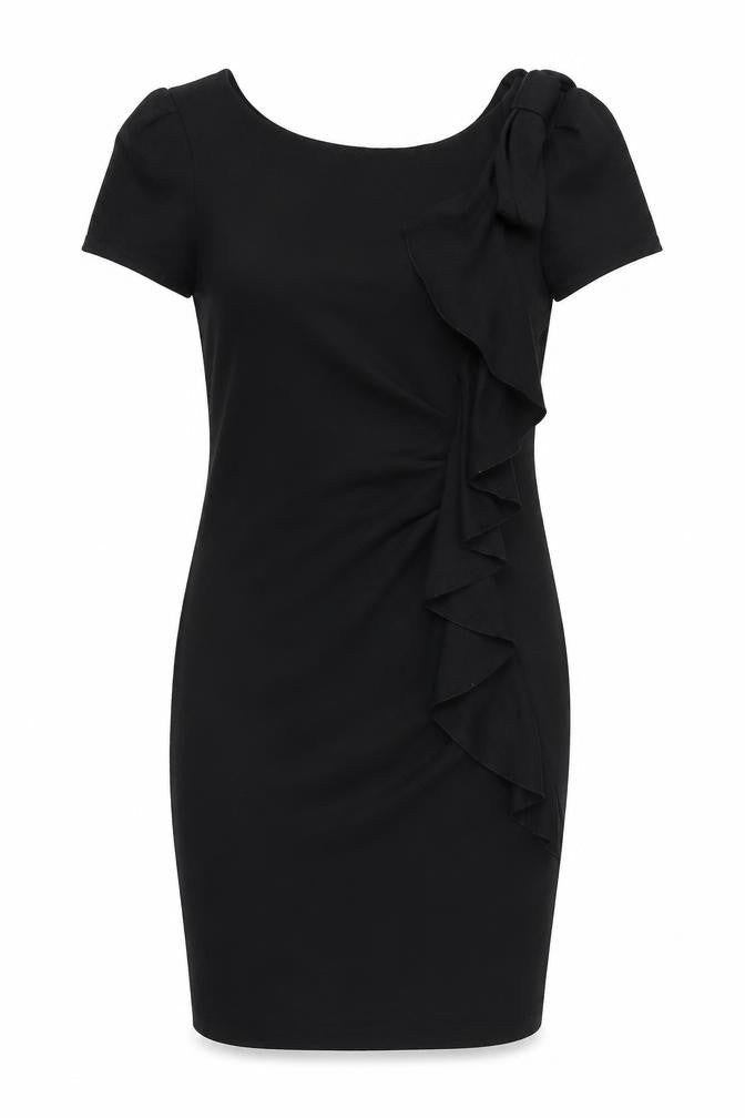 Red Herring Womens Black Polyester Bodycon Size 8 Scoop Neck Pullover