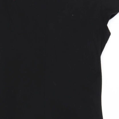 Red Herring Womens Black Polyester Bodycon Size 8 Scoop Neck Pullover