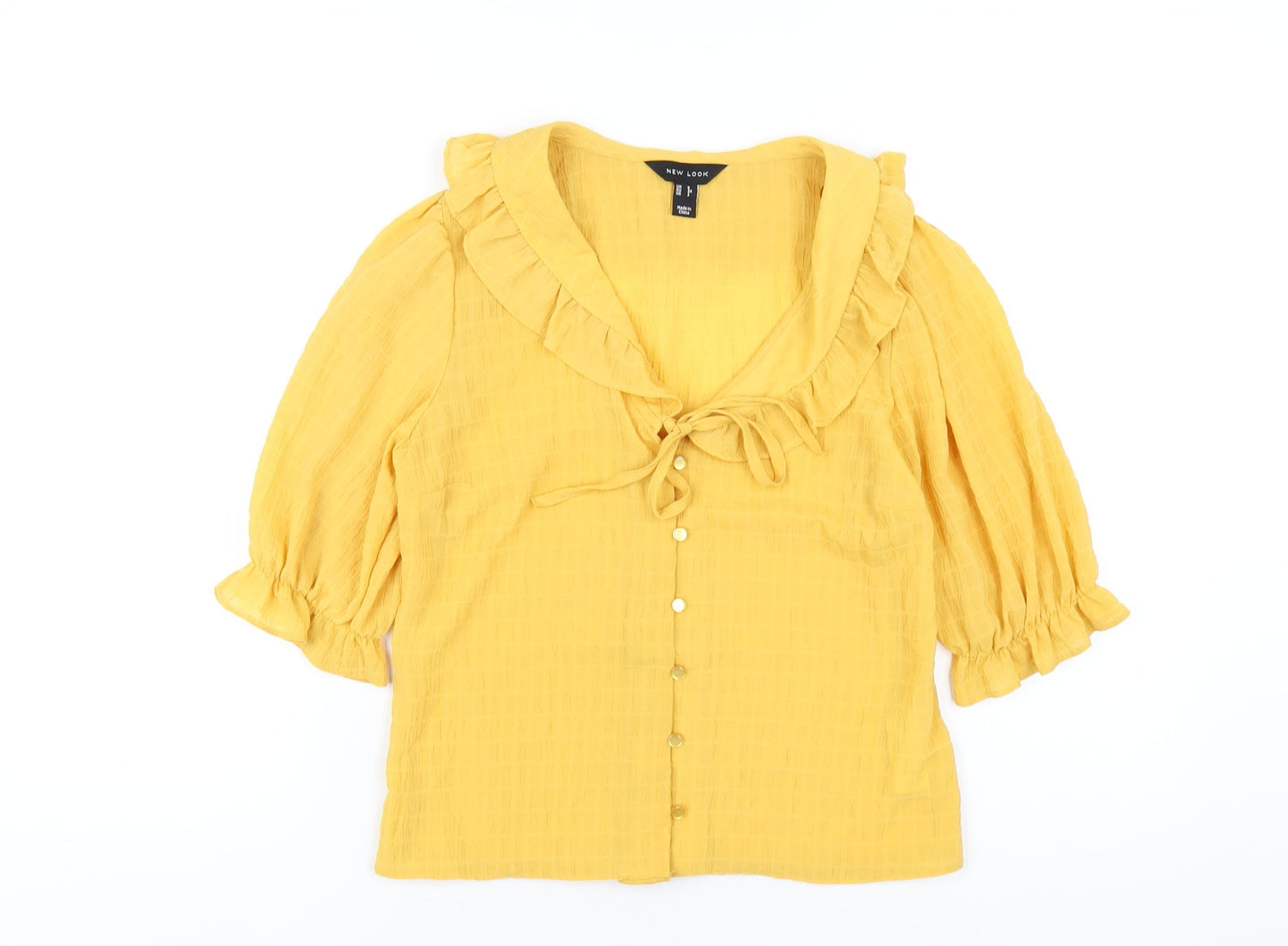 Womens UK Size 6 New Look Yellow Basic Blouse