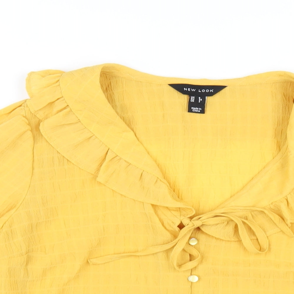Womens UK Size 6 New Look Yellow Basic Blouse