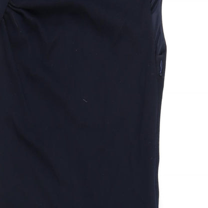 Mango Womens Blue Viscose A-Line Size S Boat Neck Zip