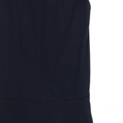 Mango Womens Blue Viscose A-Line Size S Boat Neck Zip