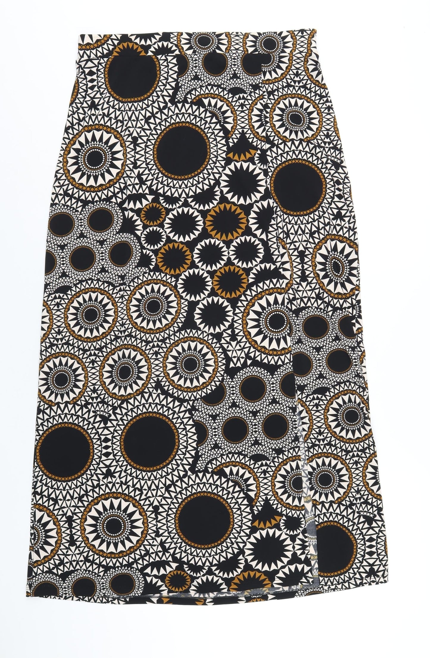 M&Co Womens Multicoloured Geometric Polyester A-Line Skirt Size 14