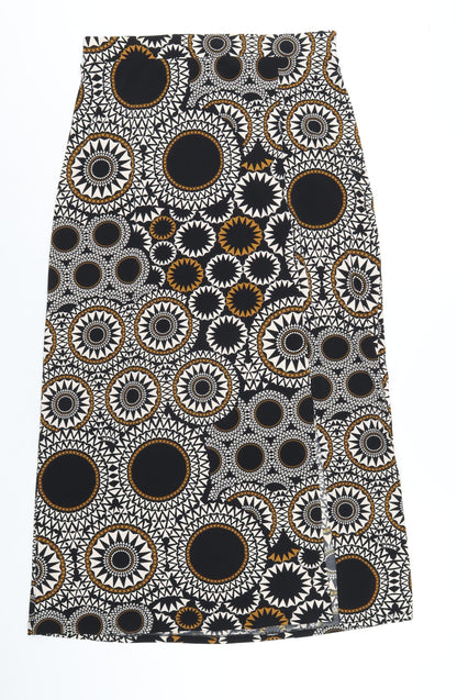 M&Co Womens Multicoloured Geometric Polyester A-Line Skirt Size 14