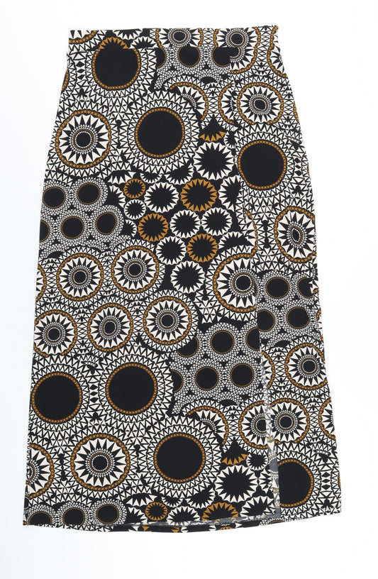 M&Co Womens Multicoloured Geometric Polyester A-Line Skirt Size 14