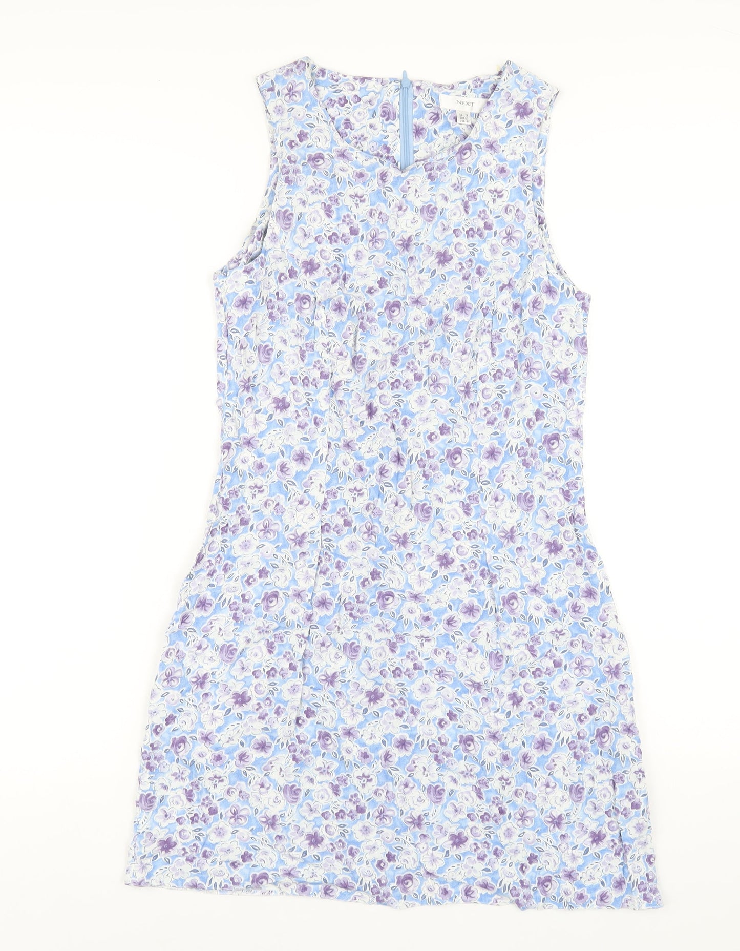 NEXT Womens Multicoloured Geometric Viscose A-Line Size 12 Round Neck Zip