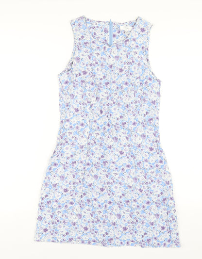 NEXT Womens Multicoloured Geometric Viscose A-Line Size 12 Round Neck Zip