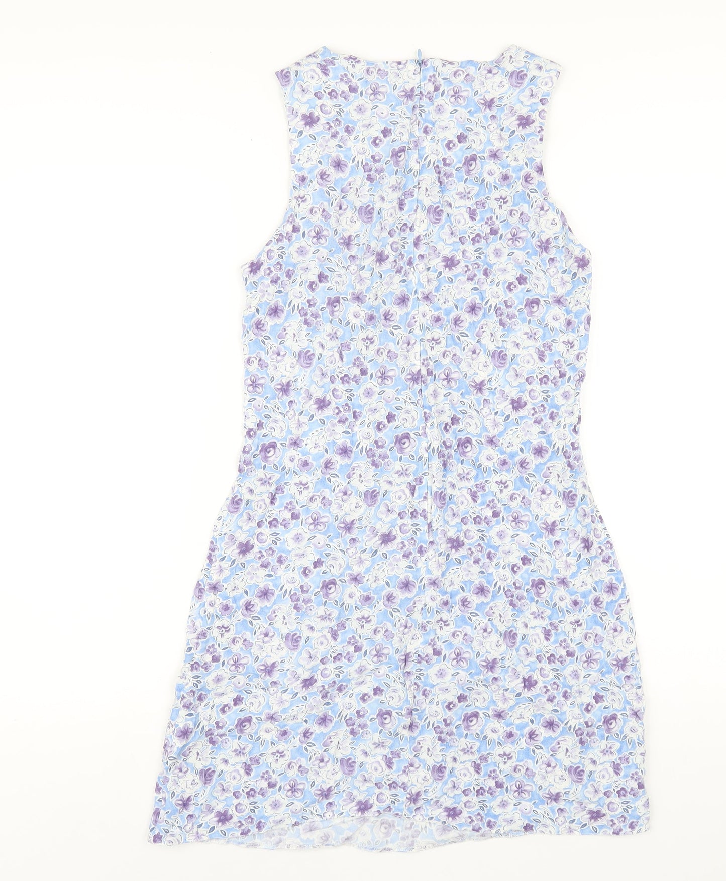 NEXT Womens Multicoloured Geometric Viscose A-Line Size 12 Round Neck Zip