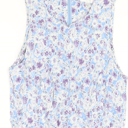 NEXT Womens Multicoloured Geometric Viscose A-Line Size 12 Round Neck Zip