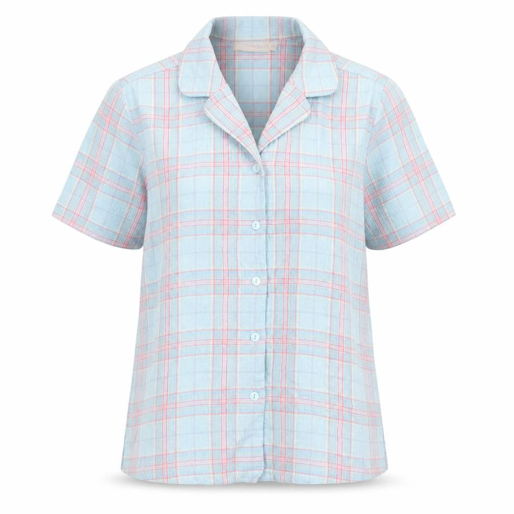 Womens UK Size 12 EWM Blue Basic Button-Up