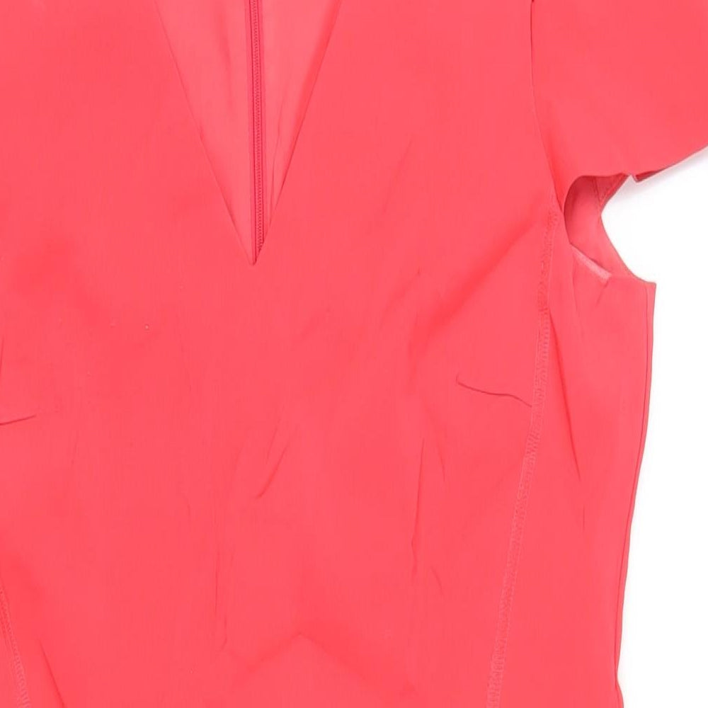 Per Una Womens Pink Polyester Pencil Dress Size 14 V-Neck Zip - Cold Shoulder