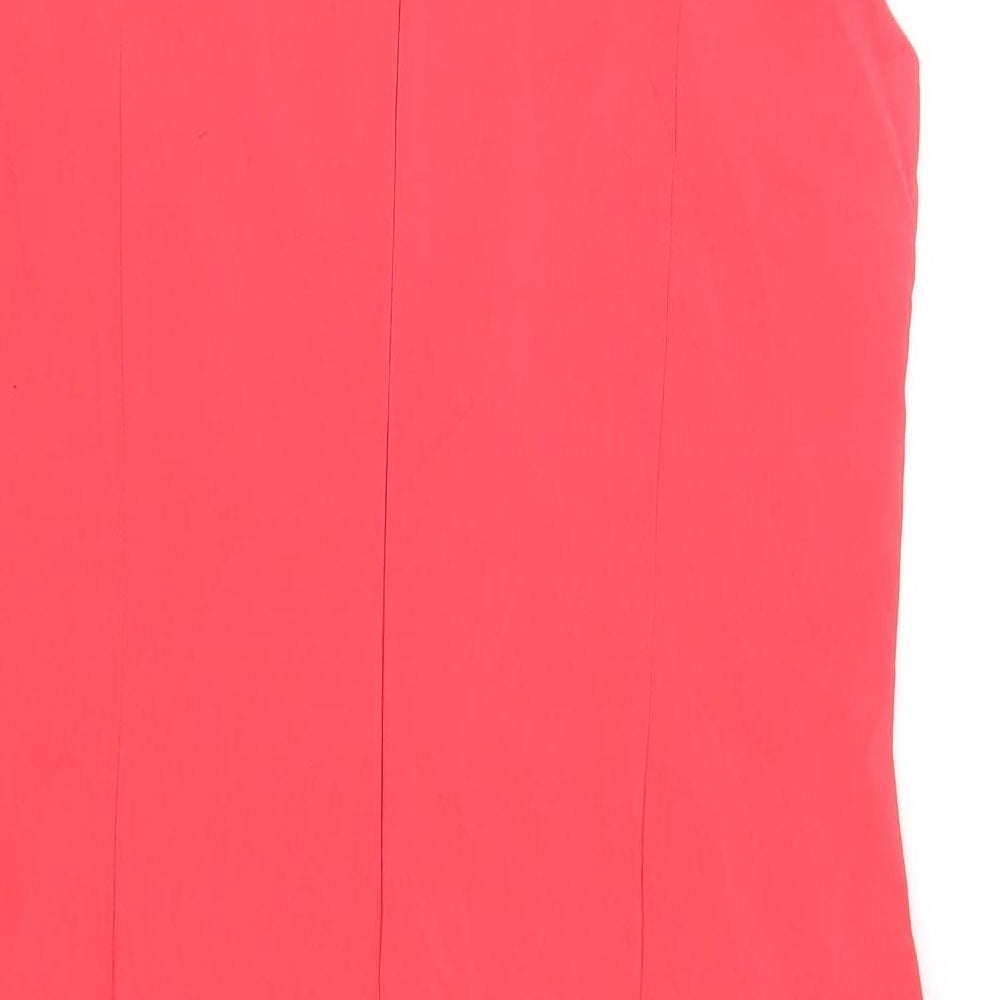 Per Una Womens Pink Polyester Pencil Dress Size 14 V-Neck Zip - Cold Shoulder