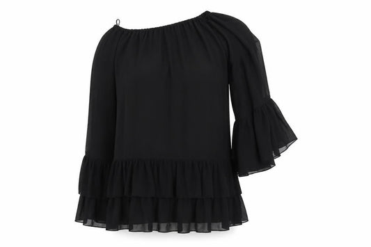 Select Womens Black Polyester A-Line Size 8 One Shoulder Pullover