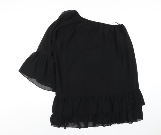 Select Womens Black Polyester A-Line Size 8 One Shoulder Pullover