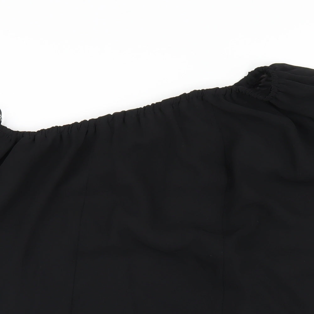 Select Womens Black Polyester A-Line Size 8 One Shoulder Pullover