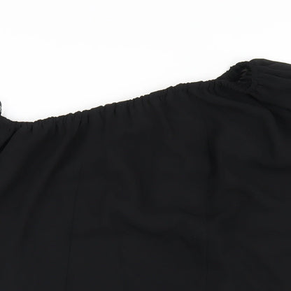 Select Womens Black Polyester A-Line Size 8 One Shoulder Pullover