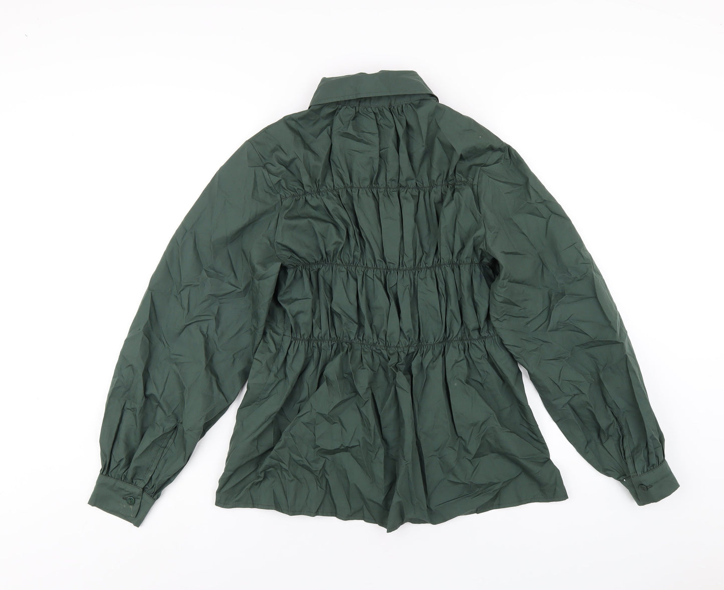 I SAW IT FIRST Womens Green Cotton Basic Button-Up Size 8 Collared