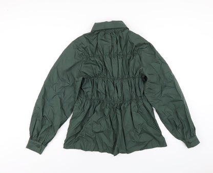 I SAW IT FIRST Womens Green Cotton Basic Button-Up Size 8 Collared