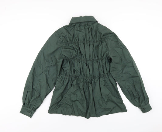 I SAW IT FIRST Womens Green Cotton Basic Button-Up Size 8 Collared