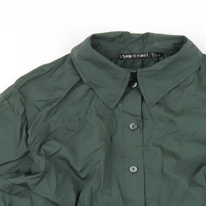 I SAW IT FIRST Womens Green Cotton Basic Button-Up Size 8 Collared