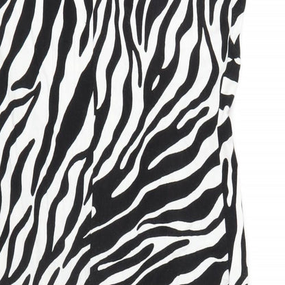 Dorothy Perkins Womens Black Animal Print Viscose Bodycon Size 14 Round Neck Pullover - Zebra Print