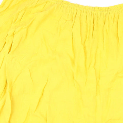 Zara Womens Yellow Cotton A-Line Size S Off the Shoulder Pullover