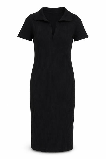 Zara Womens Black Cotton Bodycon Size M Collared Pullover
