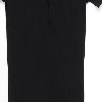 Zara Womens Black Cotton Bodycon Size M Collared Pullover
