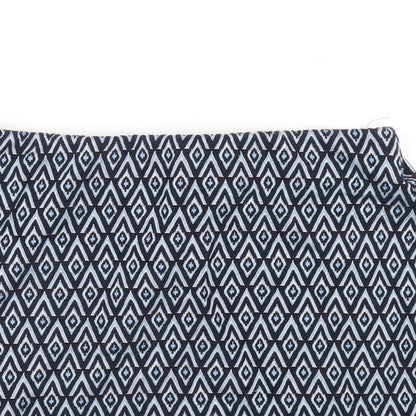 New Look Womens Blue Geometric Cotton Mini Skirt Size 14