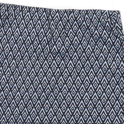 New Look Womens Blue Geometric Cotton Mini Skirt Size 14