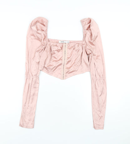 Womens UK Size 8 Missguided Pink Cropped T-Shirt