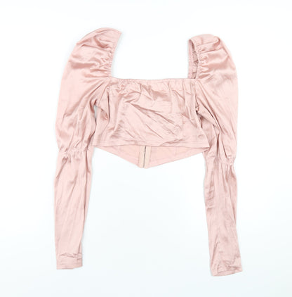 Womens UK Size 8 Missguided Pink Cropped T-Shirt