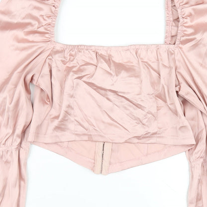 Womens UK Size 8 Missguided Pink Cropped T-Shirt