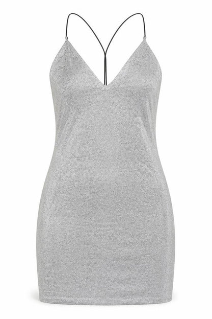H&M Womens Silver Polyester Bodycon Size M V-Neck Pullover