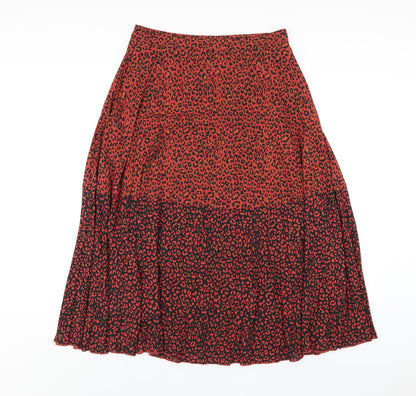 Stradivarius Womens Red Animal Print Polyester A-Line Skirt Size M Zip
