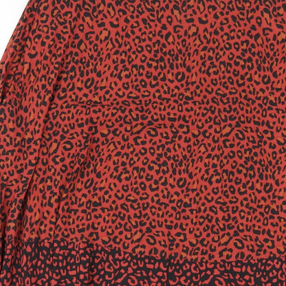 Stradivarius Womens Red Animal Print Polyester A-Line Skirt Size M Zip