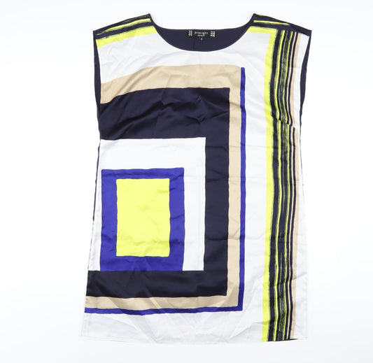 Additional front view of Principles women’s multicoloured geometric polyester t-shirt dress, size UK 16, round neck pullover