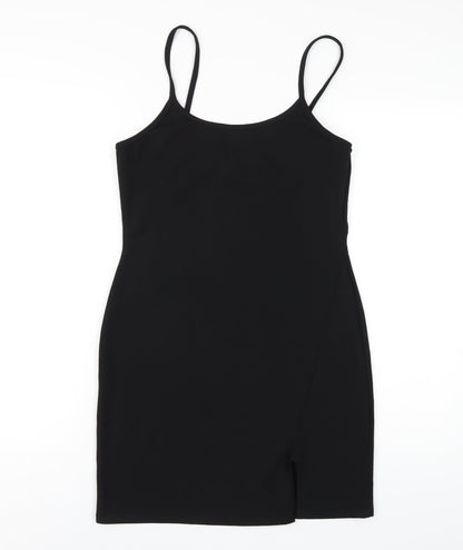 PRETTYLITTLETHING Womens Black Polyester Bodycon Size 12 Round Neck Pullover