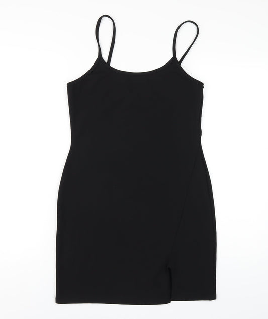 PRETTYLITTLETHING Womens Black Polyester Bodycon Size 12 Round Neck Pullover