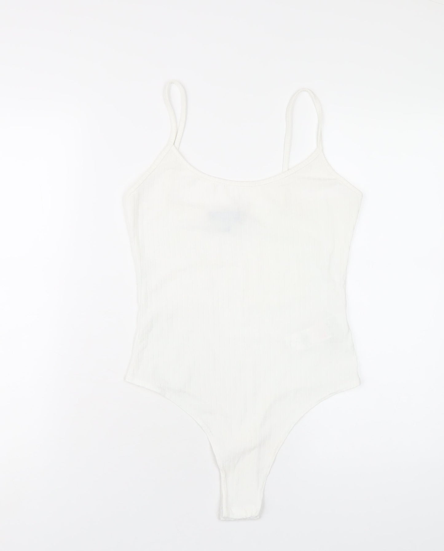 Missguided Womens White Polyester Bodysuit One-Piece Size 10 Snap