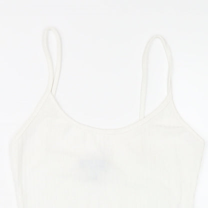Missguided Womens White Polyester Bodysuit One-Piece Size 10 Snap