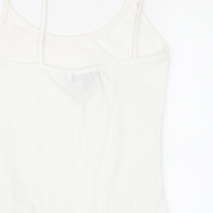 Missguided Womens White Polyester Bodysuit One-Piece Size 10 Snap