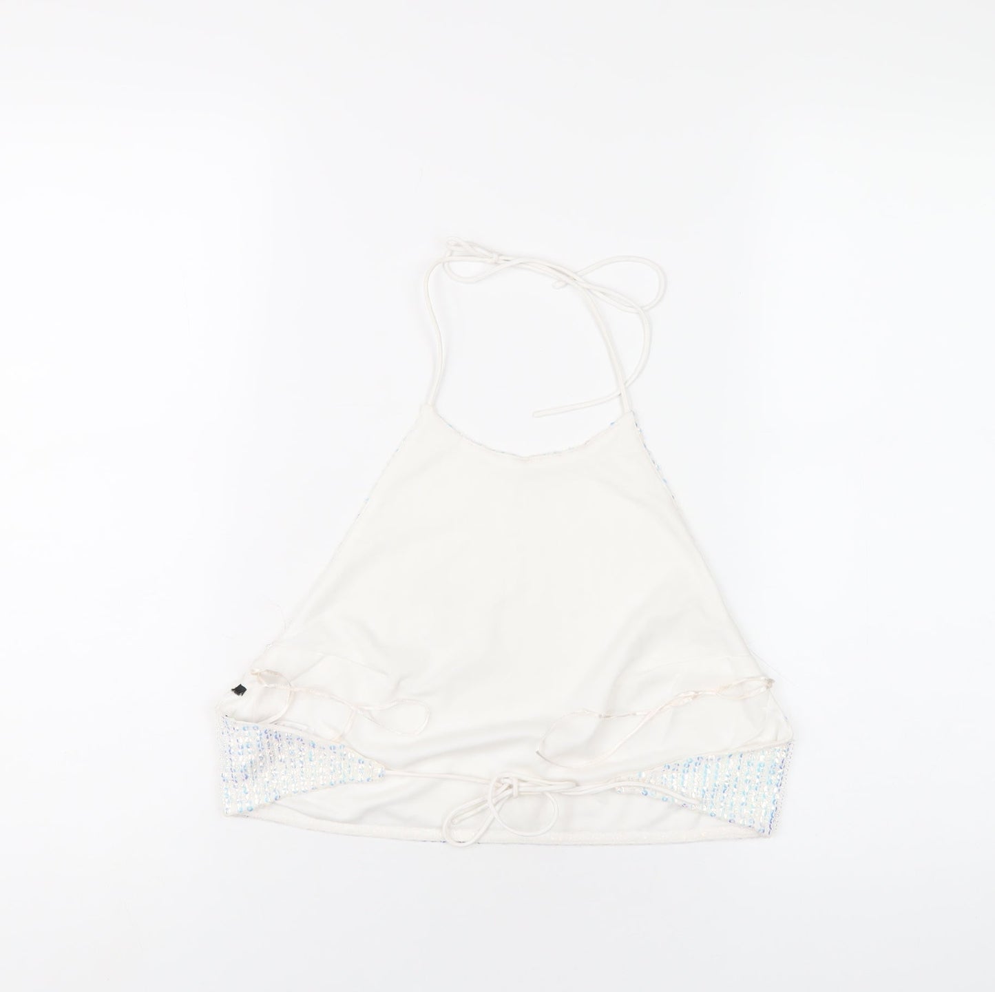 Womens UK Size 10 Topshop White Cropped T-Shirt