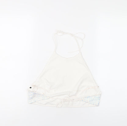 Womens UK Size 10 Topshop White Cropped T-Shirt