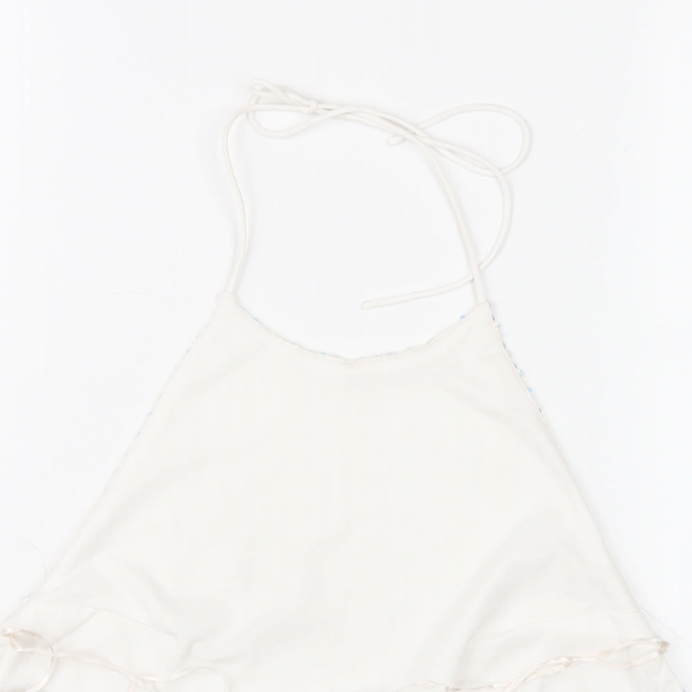 Womens UK Size 10 Topshop White Cropped T-Shirt
