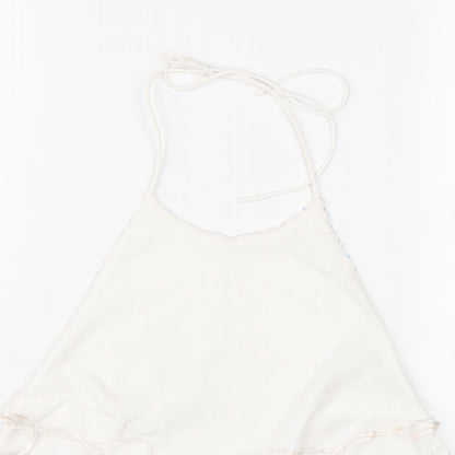 Womens UK Size 10 Topshop White Cropped T-Shirt