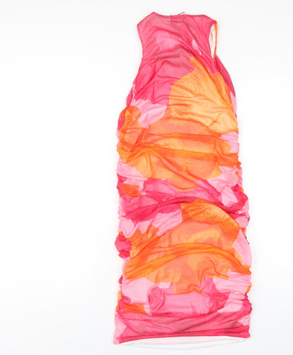 Boohoo Womens Multicoloured Geometric Polyester Bodycon Size 8 Round Neck Pullover