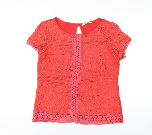 Womens UK Size M Oasis Red Basic T-Shirt